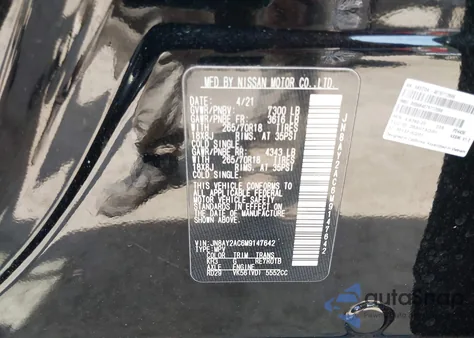 2021 Nissan Armada Sv 2Wd from USA, damaged, VIN JN8AY2AC6M9147642